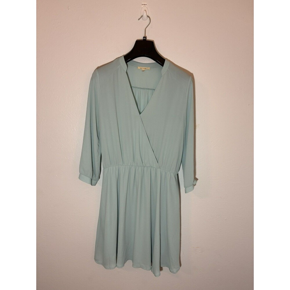 Mi Ami Miami Light Green 3/4 Sleeve V Neck Dress Size I, See Description